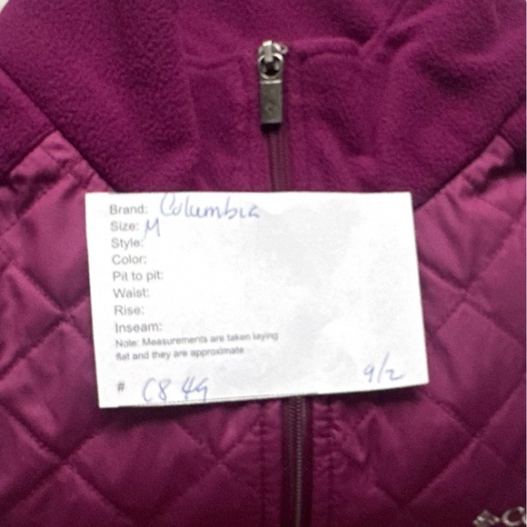 Columbia Size M Women’s Wine Full Zip Stand Collar Pocket Insulated Jacket - Picture 9 of 9